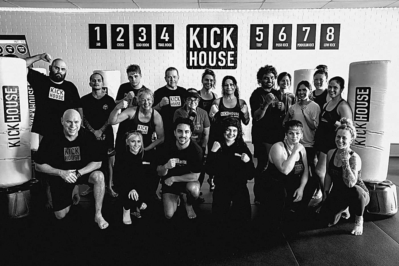 A KickHouse class together on the studio floor